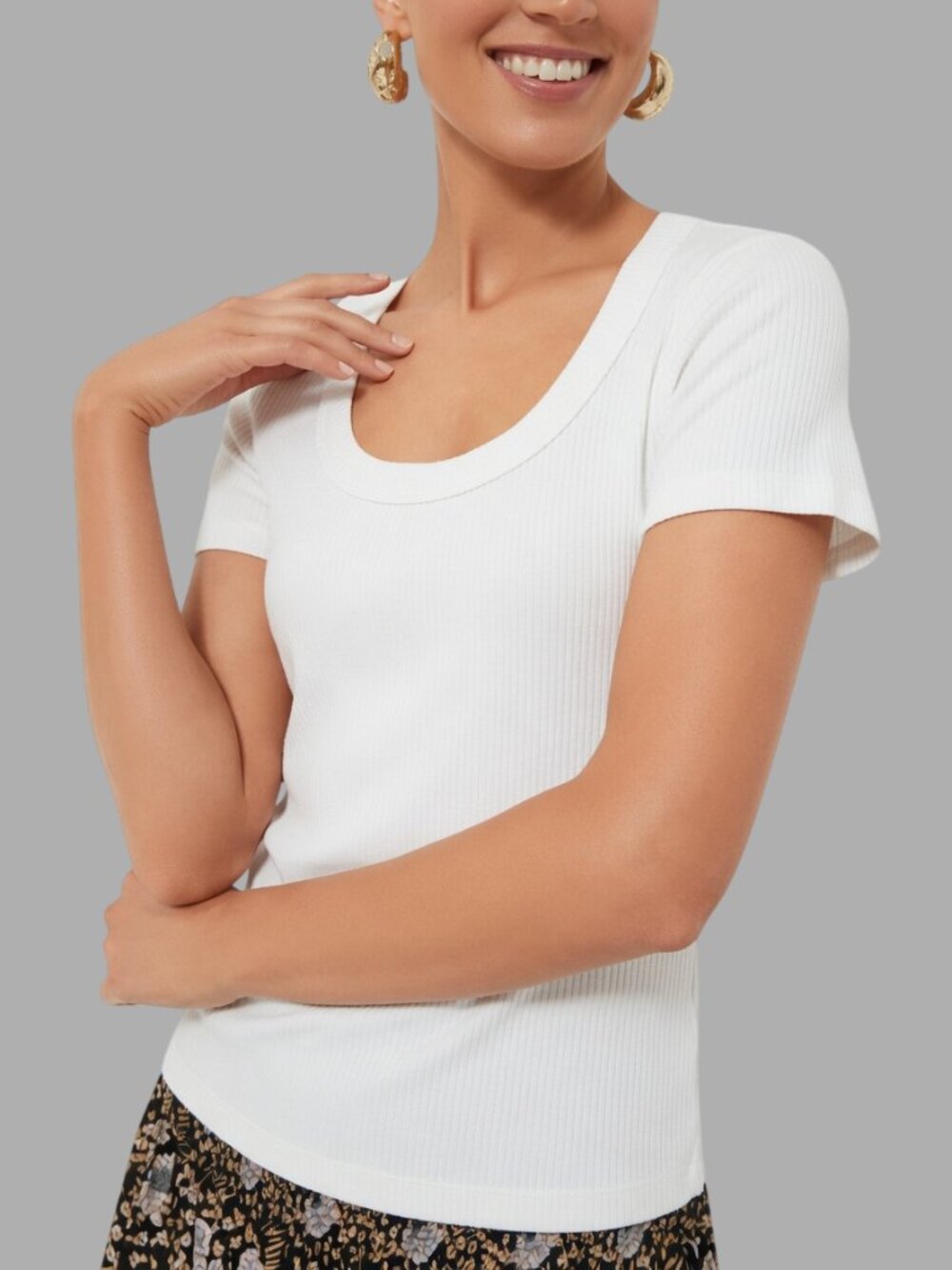 Tuckernuck Scoop Neck Slim Fit Tee Short Sleeve Ribbed White Size XXL